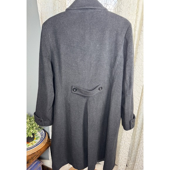 Lands' End Women's Wool Blend Overcoat 18W Charcoal Gray Long Lined Winter Coat - Picture 2 of 9